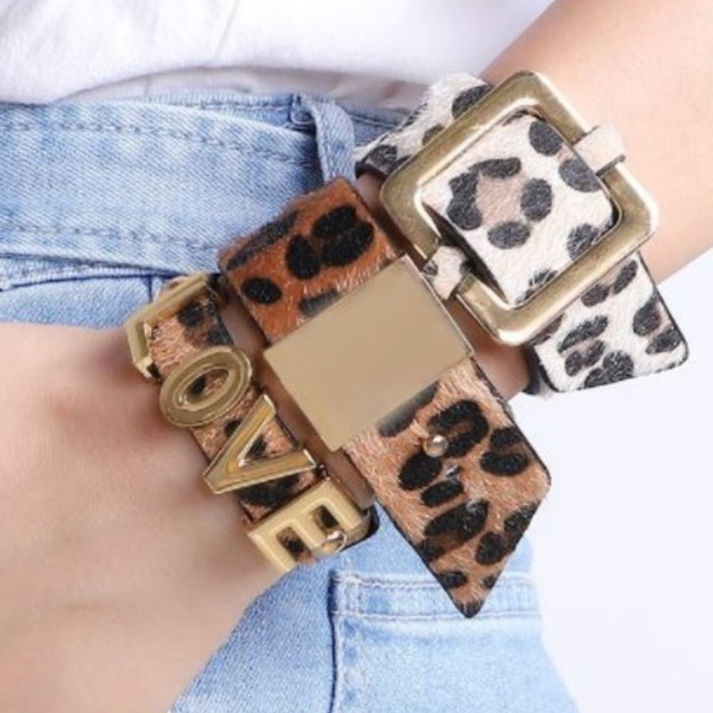Leopard L.O.V.E. Slide Wrap Bracelet
